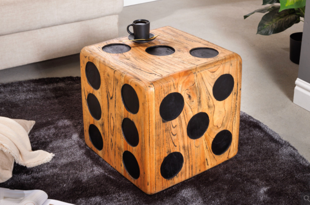 Massiver Würfelhocker CUBE 40cm natur Mindiholz Beistelltisch stapelbar